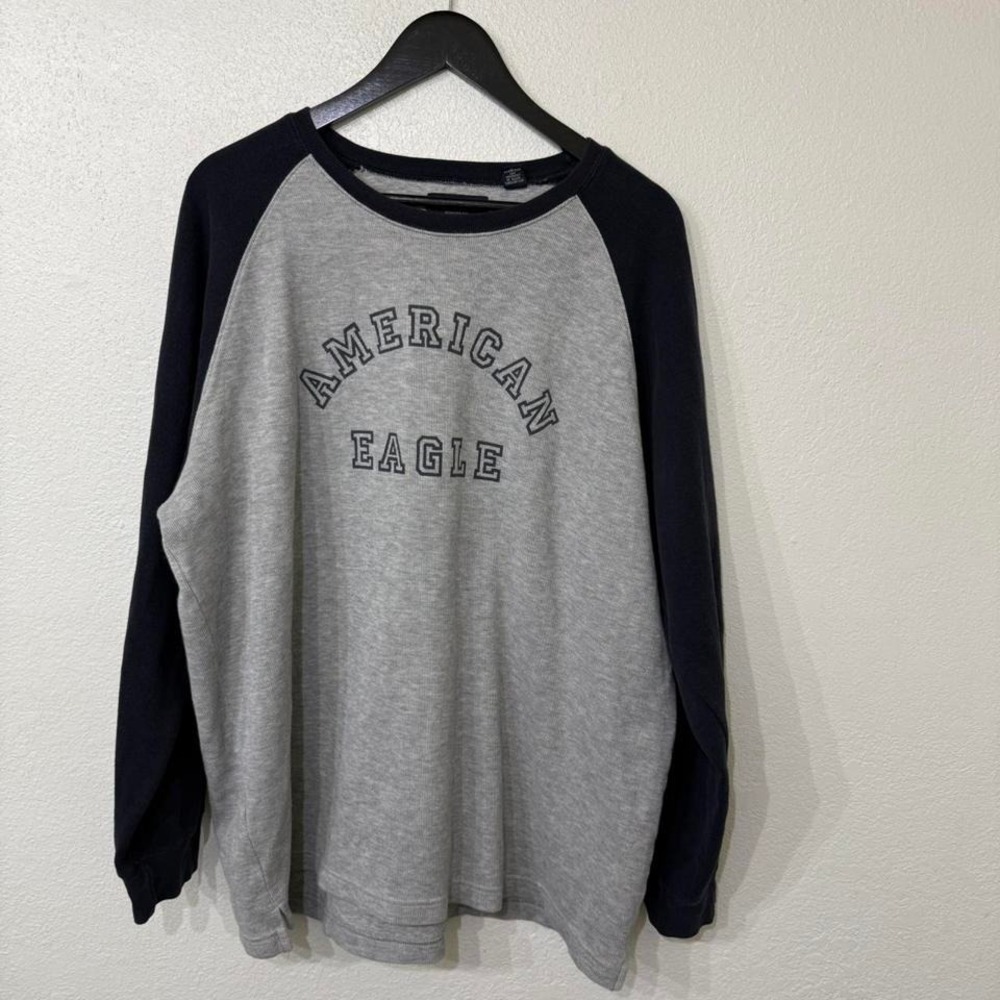 Vintage‎ heavy cotton Grey and dark blue American Eagle baseball tee